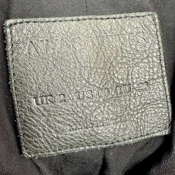 ALLSAINTS Balfern Biker cropped black sheep leather motorcycle jacket - Picture 9 of 16